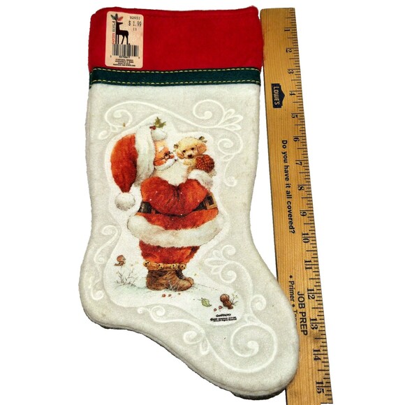 VTG 90s Santas Best Rennoc Stocking Felt Christmas Santa Claus Rudolph NWT NOS - Picture 6 of 6
